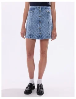 Marcs Sally Denim Mini Skirt in Light Blue