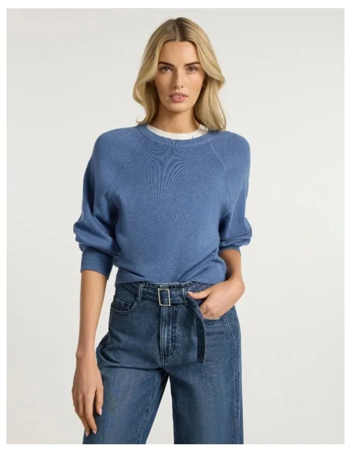 Marcs Sammie Cotton Cashmere Knit in Denim Blue