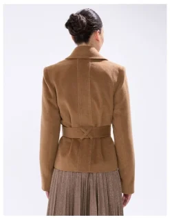 Marcs Skyler Cropped Trench Coat in Camel