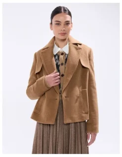 Marcs Skyler Cropped Trench Coat in Camel