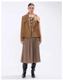 Marcs Skyler Cropped Trench Coat in Camel