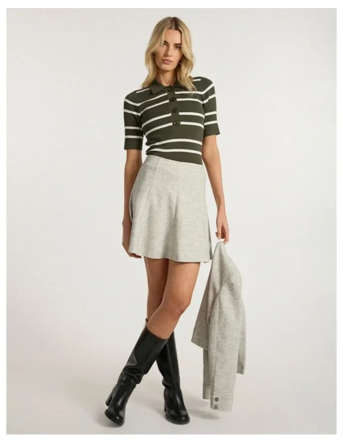 Marcs So Little Time Tweed Skirt in Ivory Multi