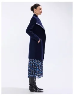 Marcs Sophie Felted Wool Coat in Moonlit Navy