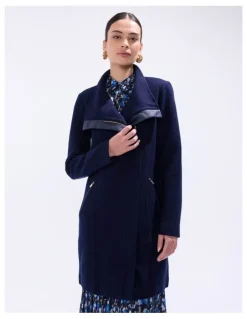 Marcs Sophie Felted Wool Coat in Moonlit Navy