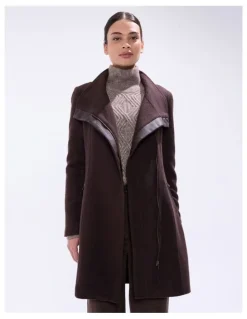 Marcs Sophie Felted Wool Coat in Espresso