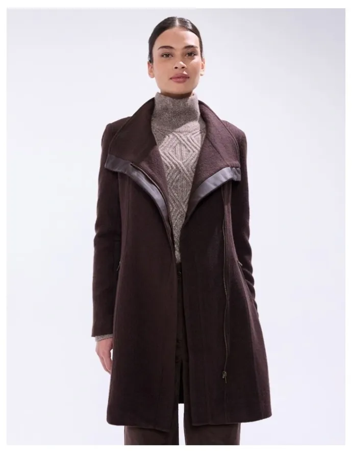 Marcs Sophie Felted Wool Coat in Espresso