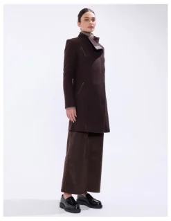 Marcs Sophie Felted Wool Coat in Espresso