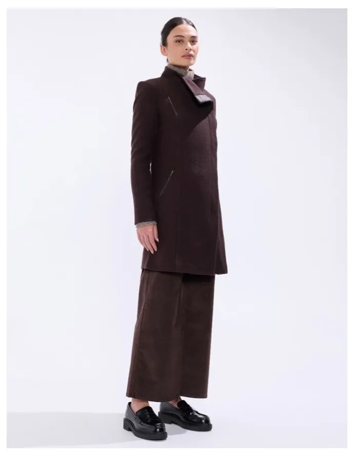 Marcs Sophie Felted Wool Coat in Espresso