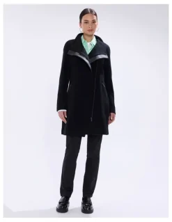 Marcs Sophie Felted Wool Coat in Black