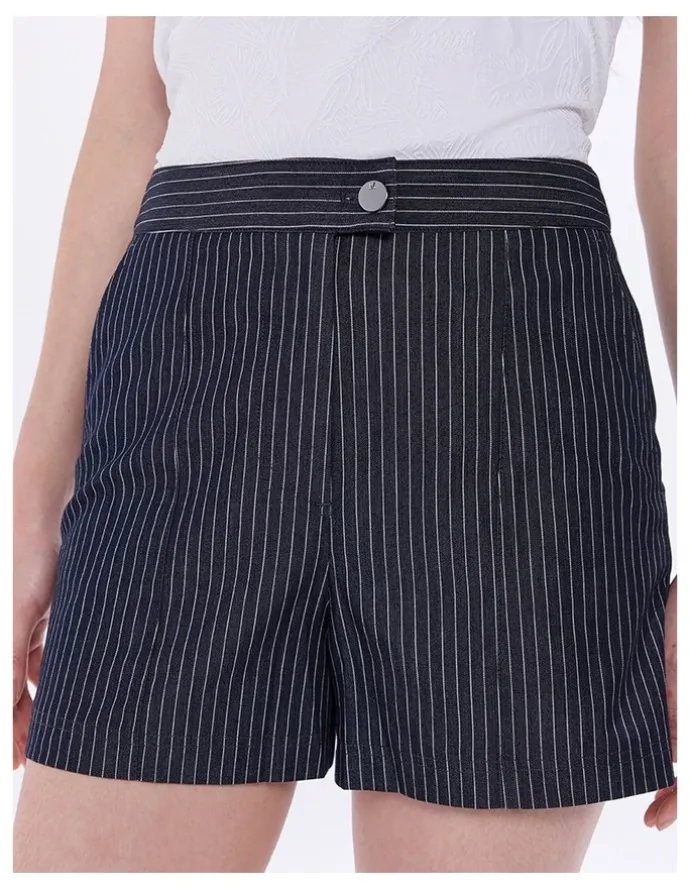Marcs Spencer Smart Denim Short in Navy Stripe