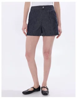 Marcs Spencer Smart Denim Short in Navy Stripe