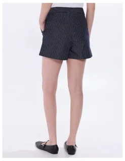 Marcs Spencer Smart Denim Short in Navy Stripe