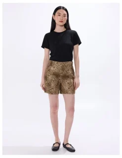 Marcs Spot To The Top Linen Short in Brown Multi