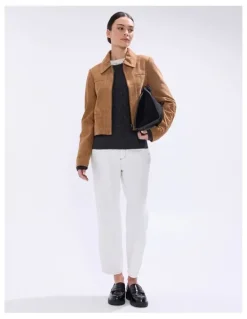 Marcs Toni Leather Suede Jacket in Rustic Brown