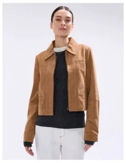 Marcs Toni Leather Suede Jacket in Rustic Brown
