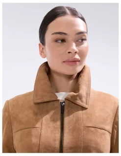 Marcs Toni Leather Suede Jacket in Rustic Brown