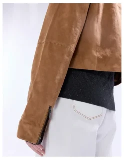 Marcs Toni Leather Suede Jacket in Rustic Brown