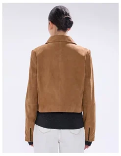 Marcs Toni Leather Suede Jacket in Rustic Brown