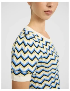 Marcs Tony Zig Zag Cotton Knit in Navy Multi