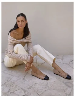 Marcs Trella Leather Ballet Flats in Black/Camel