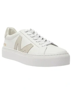 Marcs Trio Leather Sneakers in White/Natural