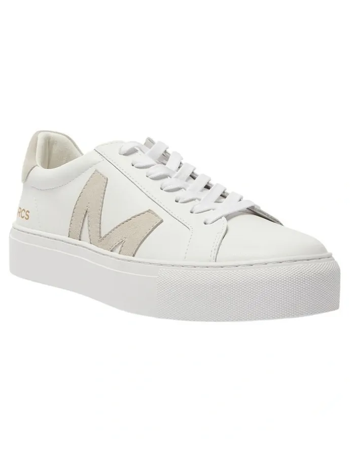 Marcs Trio Leather Sneakers in White/Natural