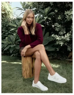 Marcs Trio Leather Sneakers in White/Natural