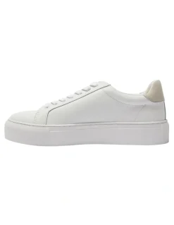 Marcs Trio Leather Sneakers in White/Natural