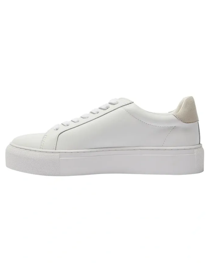Marcs Trio Leather Sneakers in White/Natural