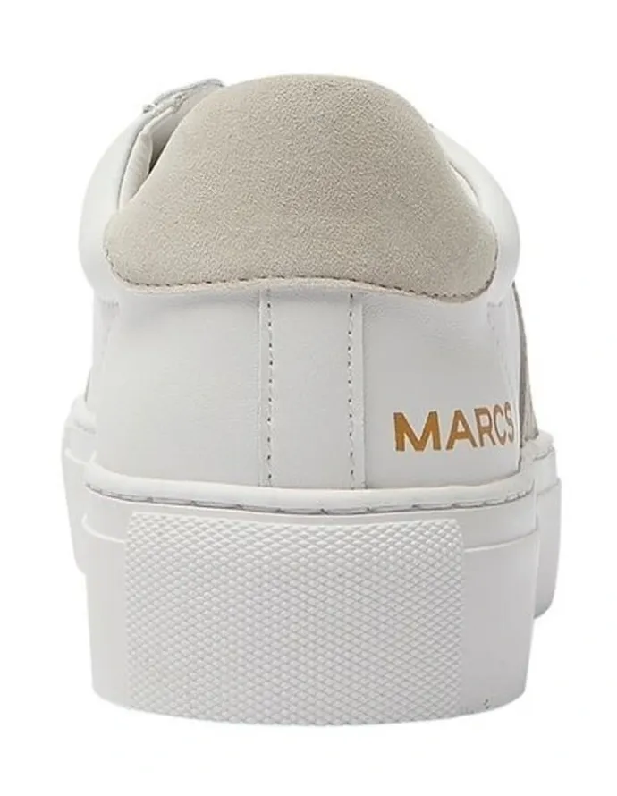 Marcs Trio Leather Sneakers in White/Natural