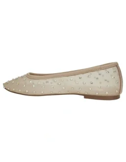 Marcs Twirl Flat Shoes in Nude Mesh Diamante
