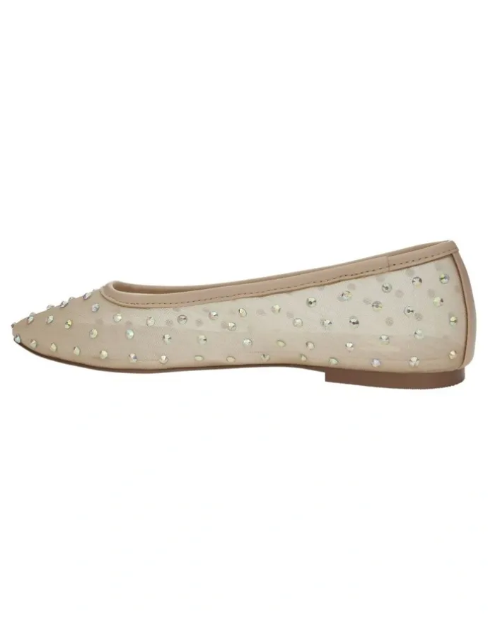 Marcs Twirl Flat Shoes in Nude Mesh Diamante