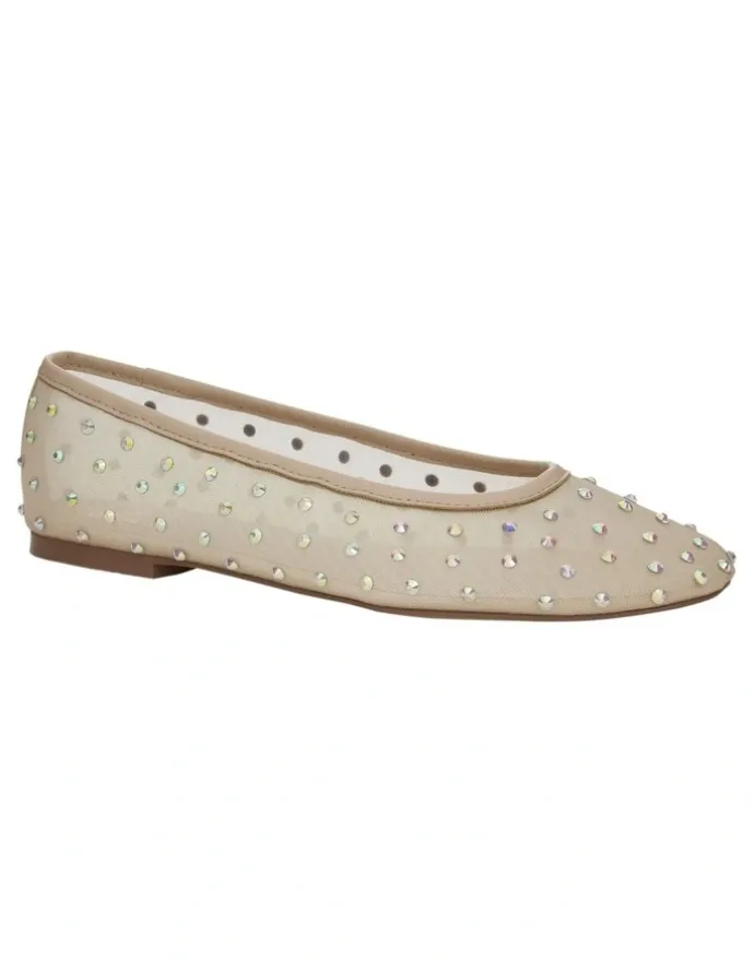 Marcs Twirl Flat Shoes in Nude Mesh Diamante