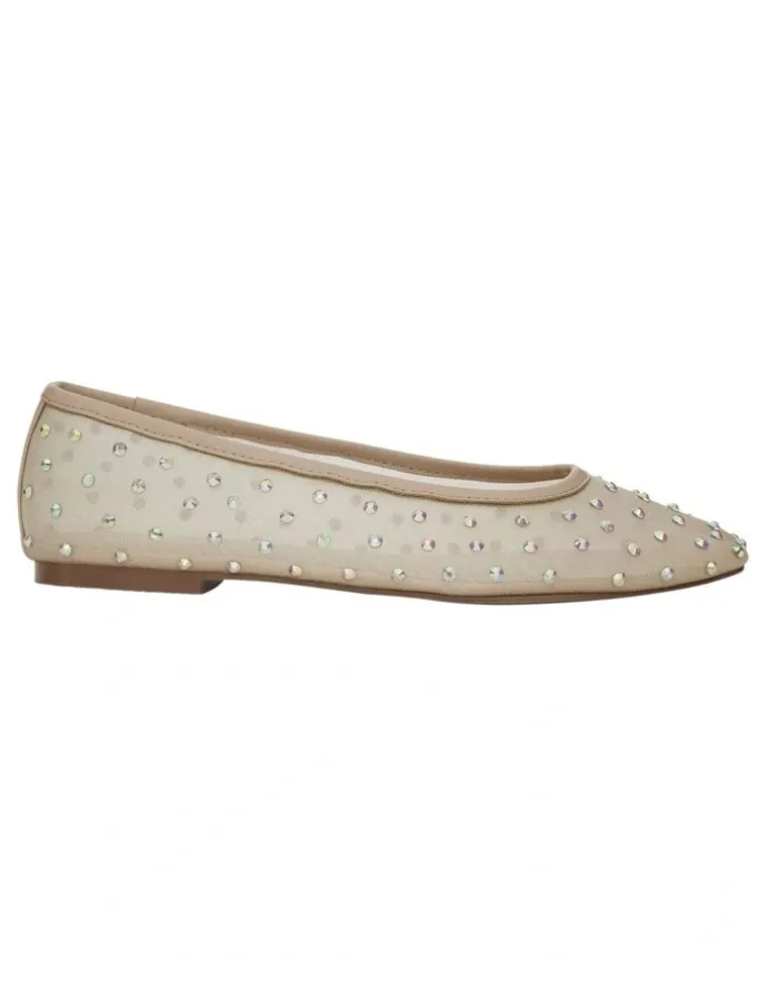 Marcs Twirl Flat Shoes in Nude Mesh Diamante