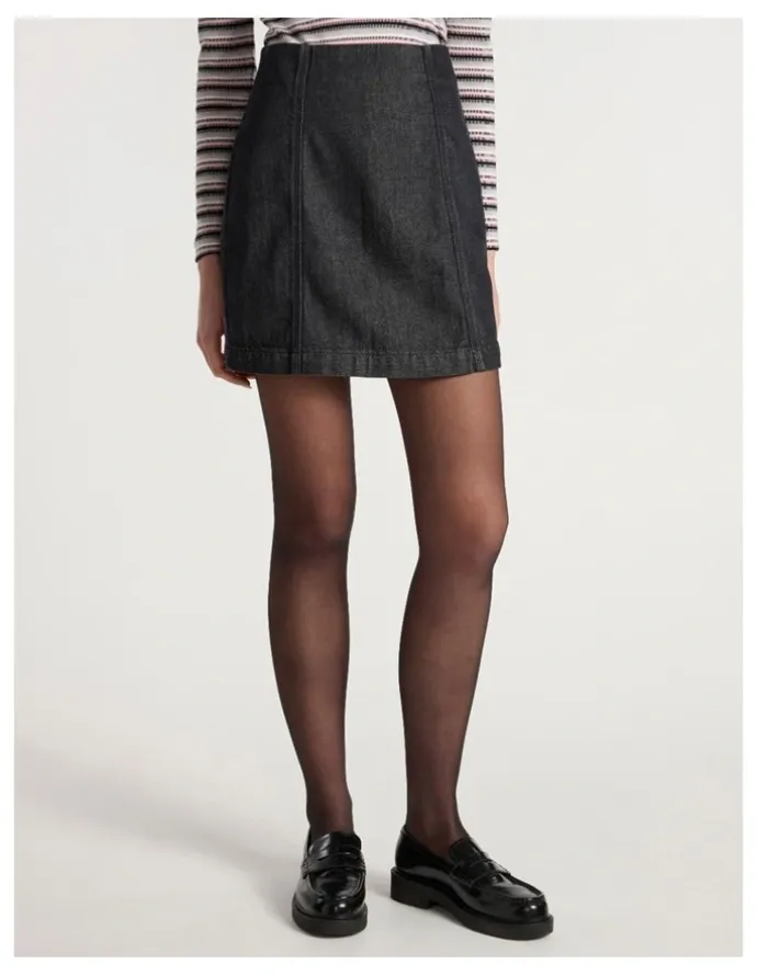 Marcs Venice Denim Mini Skirt in Washed Black