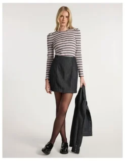Marcs Venice Denim Mini Skirt in Washed Black