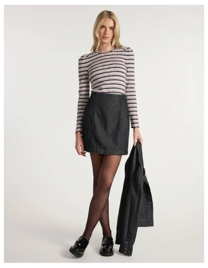 Marcs Venice Denim Mini Skirt in Washed Black