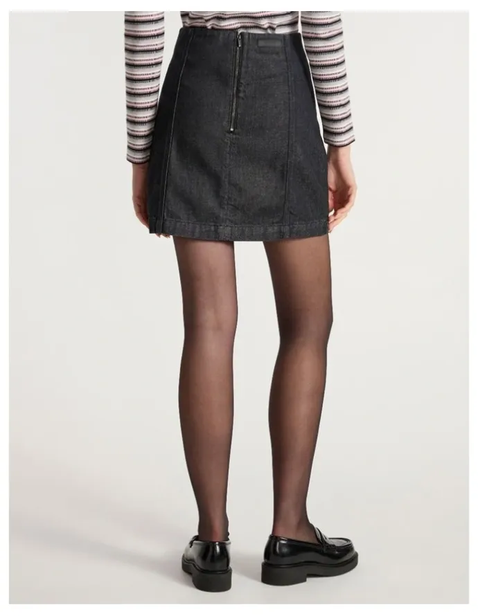 Marcs Venice Denim Mini Skirt in Washed Black