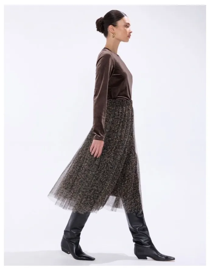 Marcs Wild About You Tulle Skirt in Brown Multi