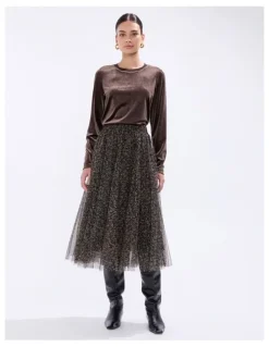 Marcs Wild About You Tulle Skirt in Brown Multi
