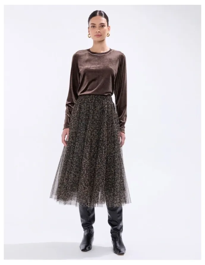 Marcs Wild About You Tulle Skirt in Brown Multi