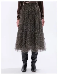 Marcs Wild About You Tulle Skirt in Brown Multi