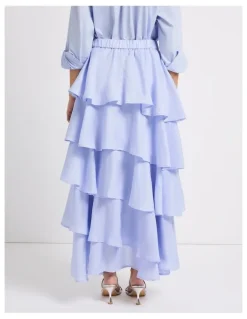 Marcs Winslet Tiered Linen Skirt in Periwinkle