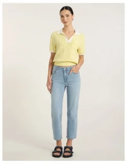 Marcs Girlfriend Straight Leg Jean in Boat Blue