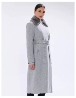 Marcs Isabella Felted Wool Coat in Grey Melange