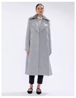 Marcs Isabella Felted Wool Coat in Grey Melange