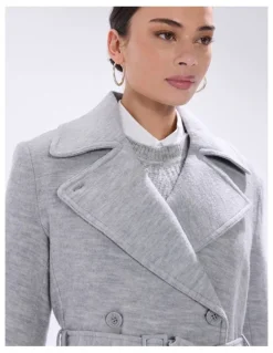 Marcs Isabella Felted Wool Coat in Grey Melange