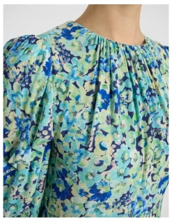 Marcs Mary Poppies Dress in Blue Multi