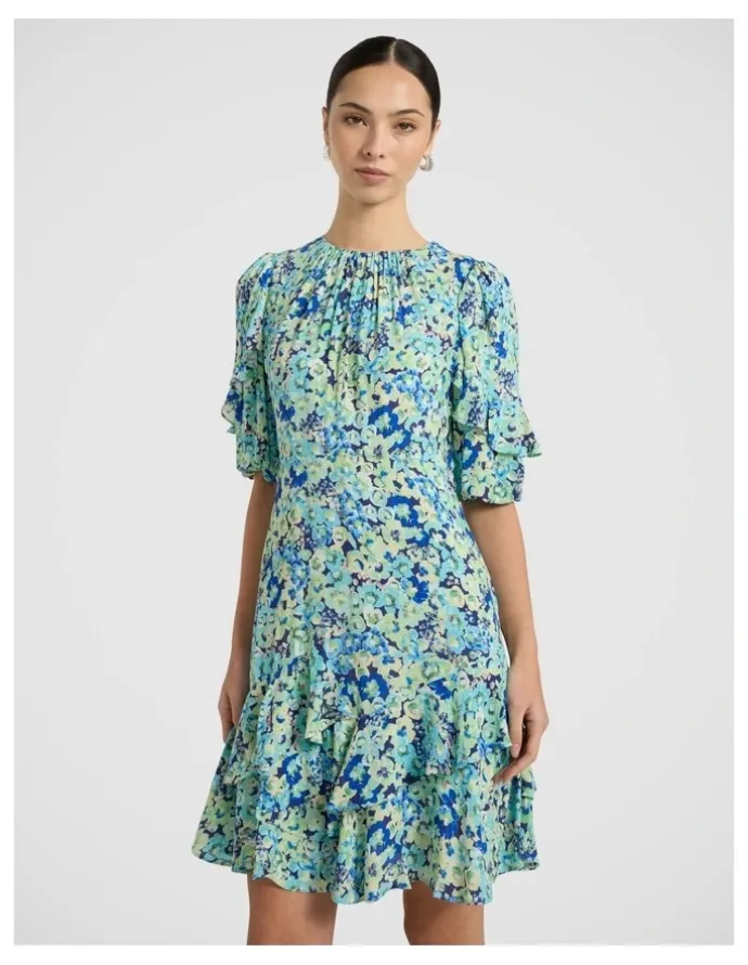 Marcs Mary Poppies Dress in Blue Multi