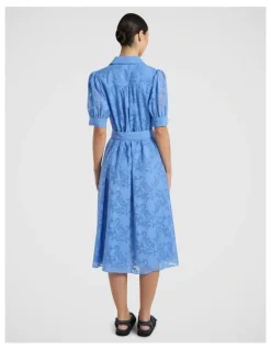 Marcs Pepe Jacquard Midi Dress in Pacific Blue